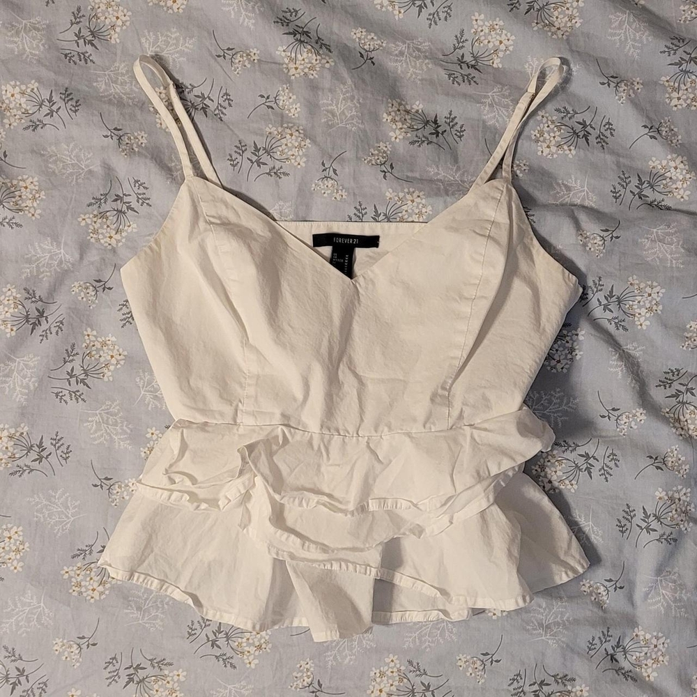 Forever 21 White Ruffled Bustier Camisole